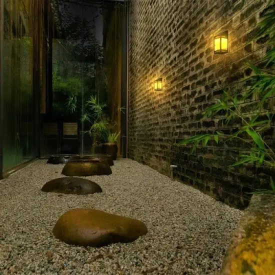 LED Solar Outdoor Wall Panel Lantern with Clear Panel - Techko Maid image {7}