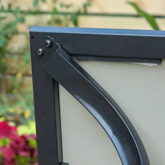 7pc Outdoor Dining Set with Swivel Chairs & Faux Wood/Metal Table with Umbrella Hole - Captiva Designs image {4}