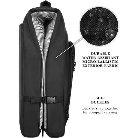 WallyBags Solutions Premium Garment Bag with shoulder strap and multiple pockets, 45 Inch Black image {2}