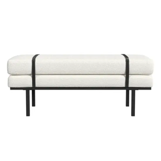 Homepop Upholstered Boucle Bench image {5}