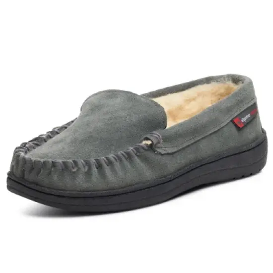 Alpine Swiss Yukon Mens Genuine Suede Shearling Slip On Moccasin Slippers image {7}