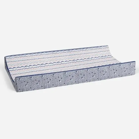  Bacati - Olivia Printed Garland Coral/Navy Quilted Changing Pad Cover image {2}