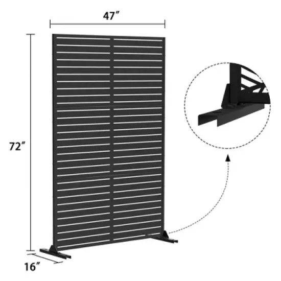 PexFix 72 in. x 47 in. Outdoor Metal Privacy Screen in Louver Pattern in Black image {4}