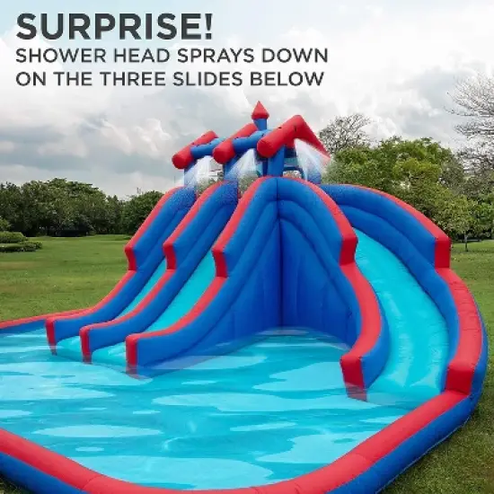 Sunny & Fun Inflatable Kids Backyard Triple Water Slide Castle Park image {3}