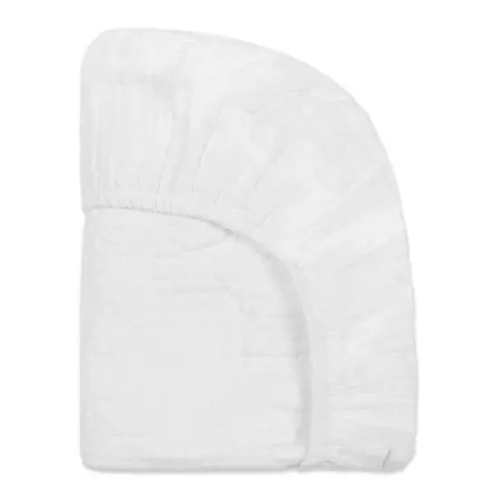 Babyletto Quilted Muslin Changing Pad Cover - GOTS Certified Organic Cotton - Plain White image {3}