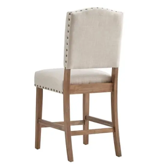 Set of 2 24" Iverson Nailhead Trim Linen Counter Height Barstools - Inspire Q image {4}