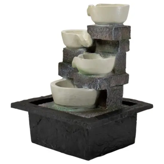 Northlight 11" LED Lighted Cascading 4-Tier Bowl Indoor Tabletop Water Fountain image {3}
