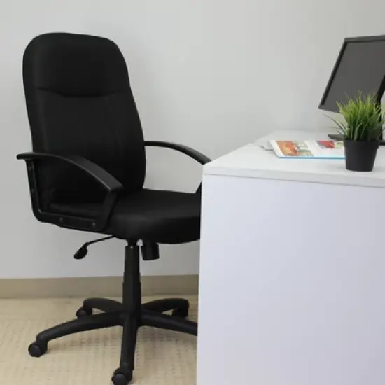 Mid Back Fabric Managers Chair Black - Boss Office Products image {1}