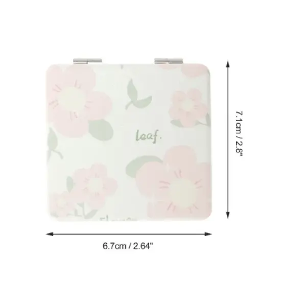 Unique Bargains Women Durable Square Shape Handheld Mirror for Travel Pink 1 Pc image {1}