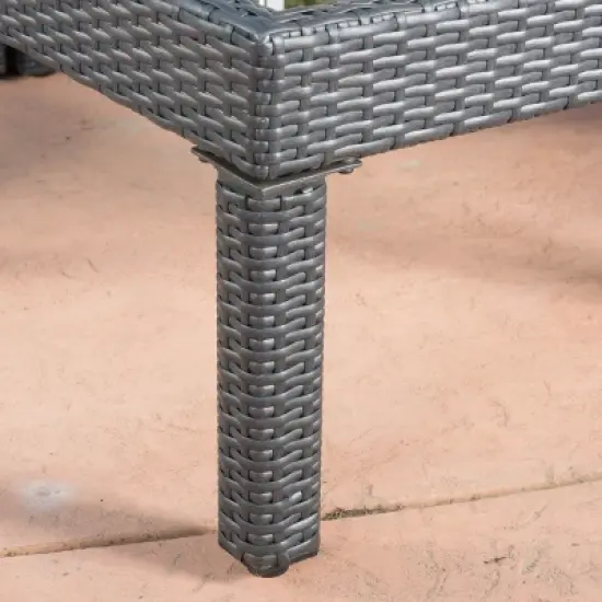 Antibes 6pc Wicker V-Shaped Sectional Sofa Set Gray/Silver - Christopher Knight Home image {2}