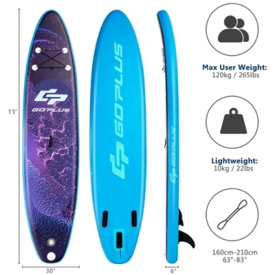 Costway 11'/10'5'' Inflatable Stand Up Paddle Board Surfboard W/Bag Aluminum Paddle Pump image {9}