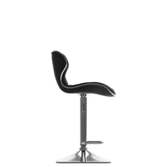 Set of 2 Adjustable Chrome Accented Bonded Leather Barstool - Corliving image {4}