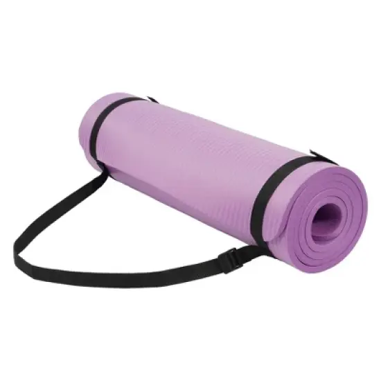 Fitvids 1/2-Inch Thick High Density Foam Exercise Yoga Mat with Carrying Strap, For Cushioning The Body Against Hard Floors, Taro Purple image {6}