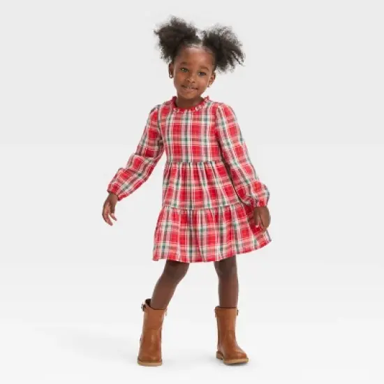 Toddler Girls' Plaid Long Sleeve Dress - Cat & Jack&trade; image {2}