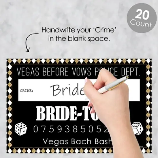 Big Dot of Happiness Vegas Before Vows - Las Vegas Bridal Shower or Bachelorette Party Mug Shots - Photo Booth Props Mugshot Signs - 20 Count image {1}