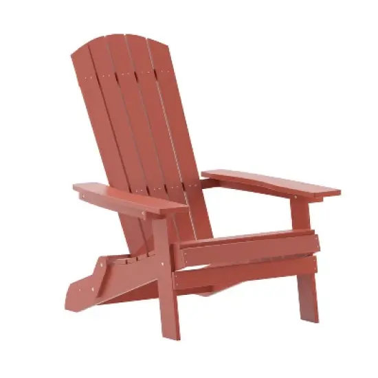 Merrick Lane Poly Resin Folding Adirondack Lounge Chair - All-Weather Indoor/Outdoor Patio Chair image {16}