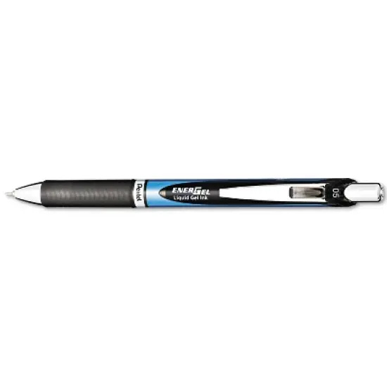 Pentel EnerGel RTX Retractable Liquid Gel Pen .5mm Silver/Black Barrel Black Ink BLN75A image {2}
