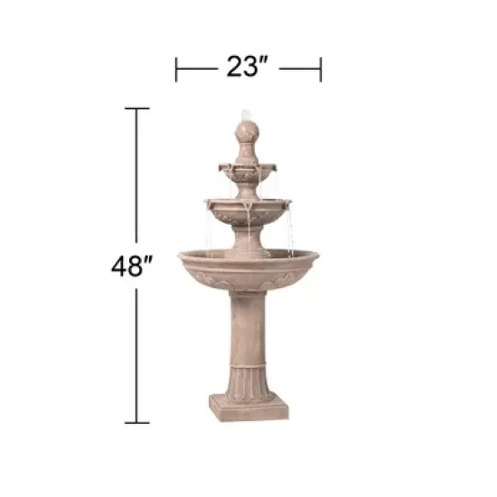 John Timberland Stafford Rustic 3 Tier Cascading Bubbler Outdoor Floor Water Fountain 48" for Yard Garden Patio Home Deck Porch House Exterior Balcony image {5}
