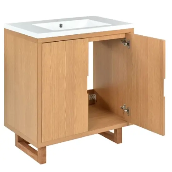 30" Bathroom Vanity Set with Sink, Combo Bathroom Storage Cabinet, Natural-ModernLuxe image {7}