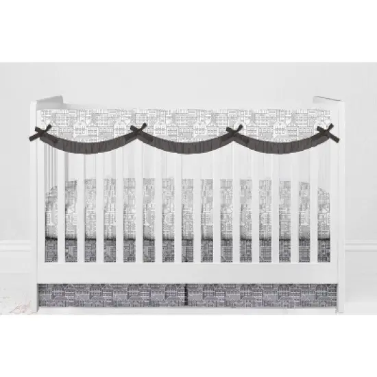 Bacati - Clouds in the City White/Gray 10 pc Crib Bedding Set with Long Rail Guard Cover image {7}