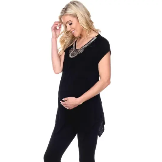 Maternity Myla Embellished Tunic Top - White Mark image {4}