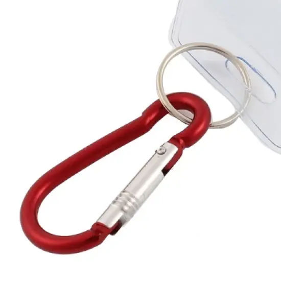 Unique Bargains Aluminum Carabiner Plastic Clear Red Badge Holder 6 x 11 cm 1 Pc image {4}