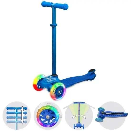 Crazy Skates Joey Glo Kick Scooter With Led Light Wheels For Kids With Complete Safety Pad Set image {2}