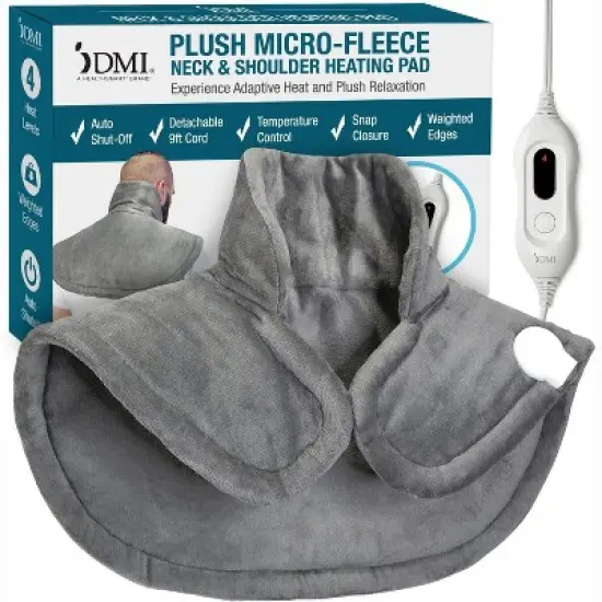 DMI Plush Micro-Fleece Weighted Heating Pad for Neck and Shoulders and Back (FSA/HSA) - 4 Heat Settings with Auto Shut-Off 9' Cord Electric Heat Pad | image {2}