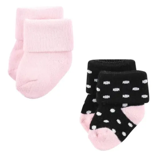 Luvable Friends Baby Girl Newborn and Baby Terry Socks, Coral Lilac Mary Janes 12-Pack image {3}