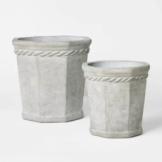 Octagon Concrete Planter Gray - Threshold&trade; designed with Studio McGee image {3}