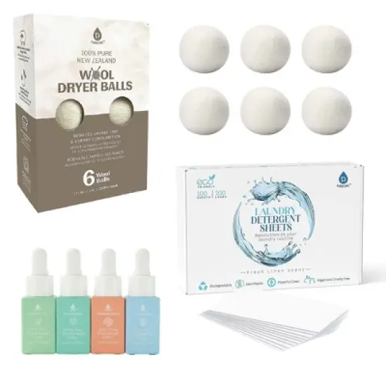 Eco-Friendly Laundry & Wellness Bundle &ndash; Detergent Sheets, Wool Dryer Balls, and Essential Oils image {4}