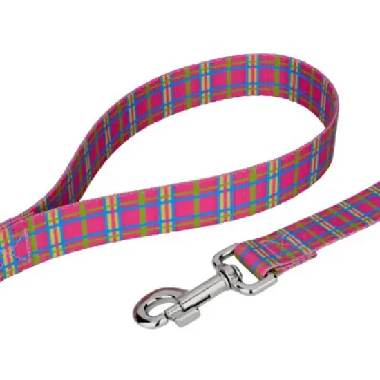 Country Brook Petz Premium Bubblegum Pink Plaid Dog Collar and Leash image {7}