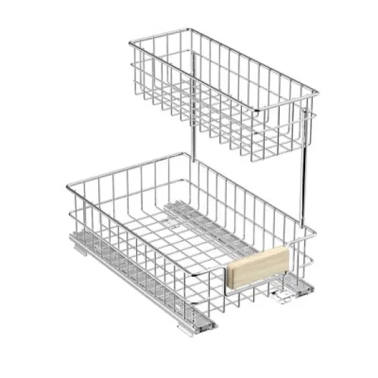 Pull Out Cabinet Organizer, Under Sink Slide Out Storage Shelf with 2 Tier Sliding Wire Drawer image {11}