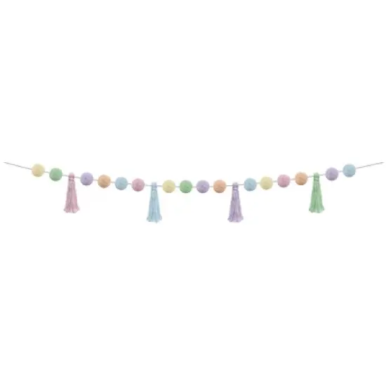 Teacher Created Resources&reg; Pastel Pop Pom-Poms and Tassels Garland, 60", Pack of 3 image {1}