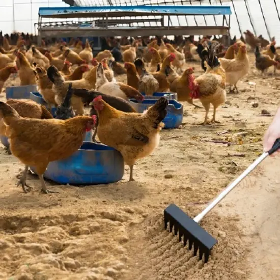 Garvee 3-in-1 Chicken Coop Cleaning Tool with Rake, Shovel & Scoop &ndash; Adjustable Stainless Steel Handle for Poultry Waste, Sand & Bedding image {5}