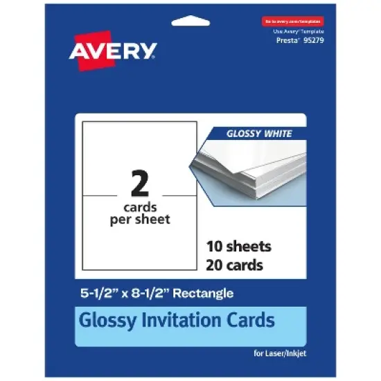 Avery Printable Rectangle Invitation Cards, 5.5" x 8.5", Glossy White Cardstock, Laser/Inkjet Cards, 20 Total image {8}