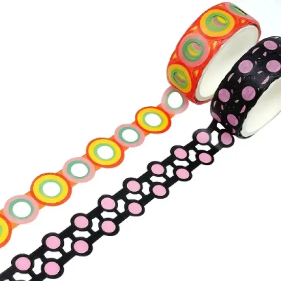 Wrapables Bright Geometric Design Hollow Washi Masking Tape 4M Length Total (Set of 2) image {13}