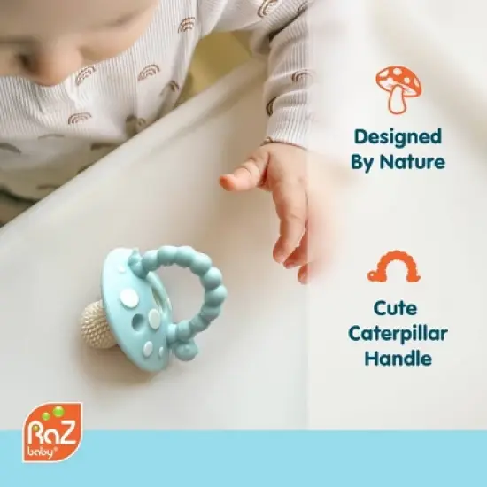 Razbaby Chompy Mushroom Teethers - 2pk - Red/Green image {2}