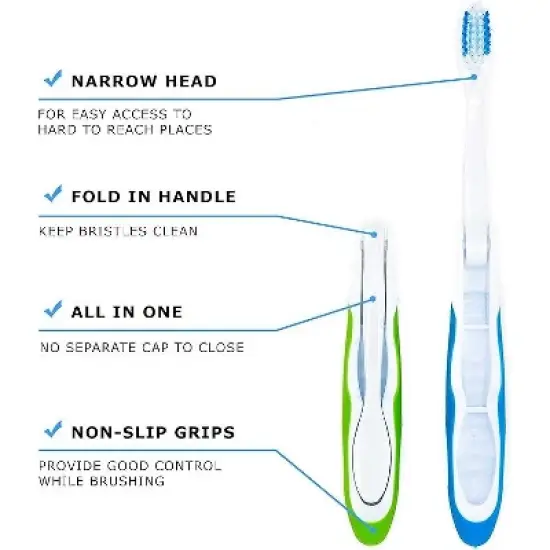 Lingito Travel Toothbrush, Folding Feature - Multicolor (Pack of 6) image {1}