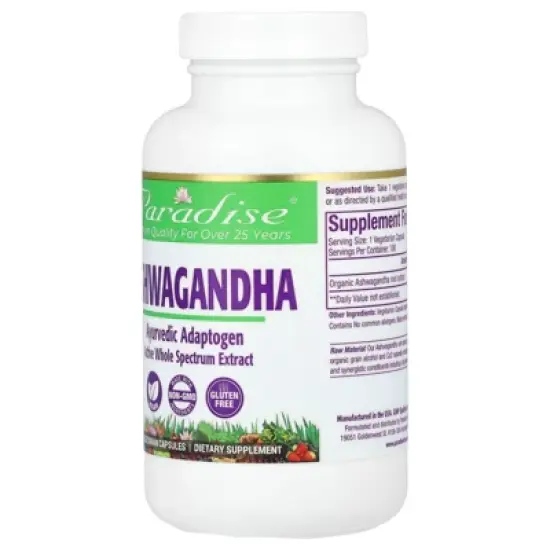 Paradise Herbs Ashwagandha, 250 mg, 180 Vegetarian Capsules image {2}