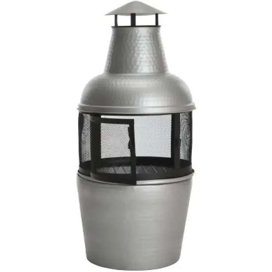 Cartagena Outdoor Chiminea/Fire Pit - PIT1001 - Silver/Black - Safavieh image {2}