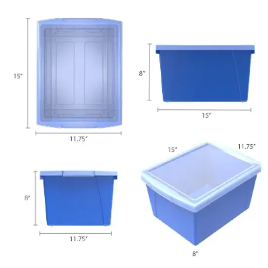 Storex 4 Gallon Storage Bin with Lid, Blue image {3}