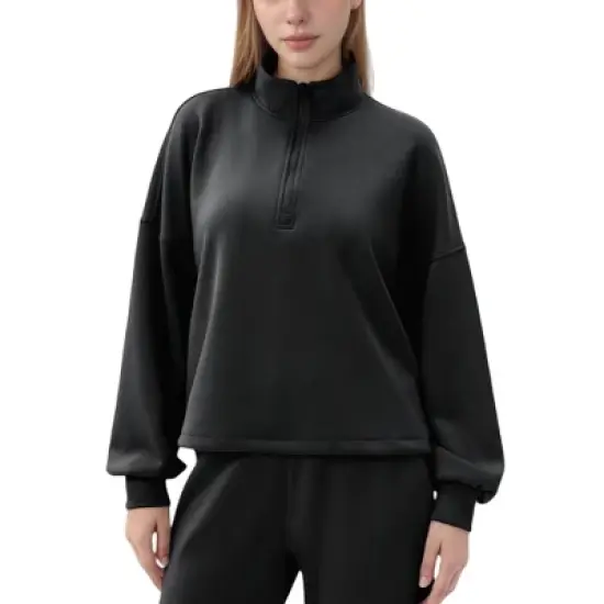 Anna-Kaci Active Women's Long Sleeve Half Zip Pullover Top with High Collar and Relaxed Fit image {6}