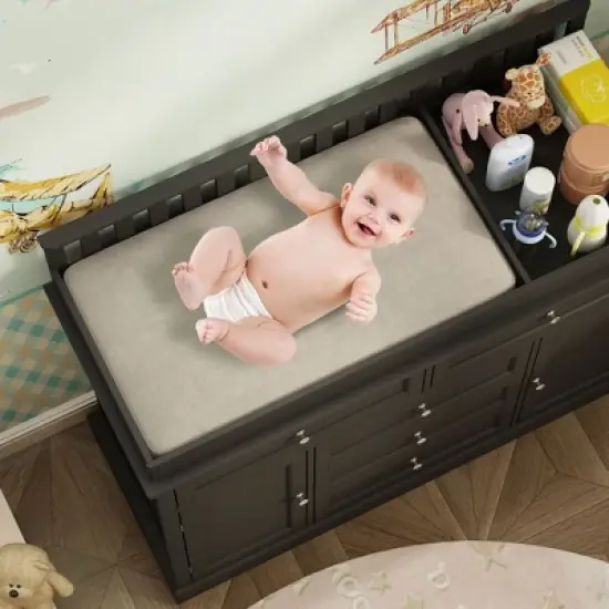 Famapy Baby Changing Table Chest of Drawers Edge Protection Top Upholstery image {14}