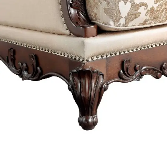 HOMES: Inside + Out Alsace Arm Chair Traditional Button Tufted Dark Cherry/Light Brown image {17}