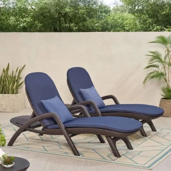 Waverly Patio Faux Wicker Chaise Lounge - Christopher Knight Home: With Cushions, Iron Hardware, Polypropylene Frame image {1}