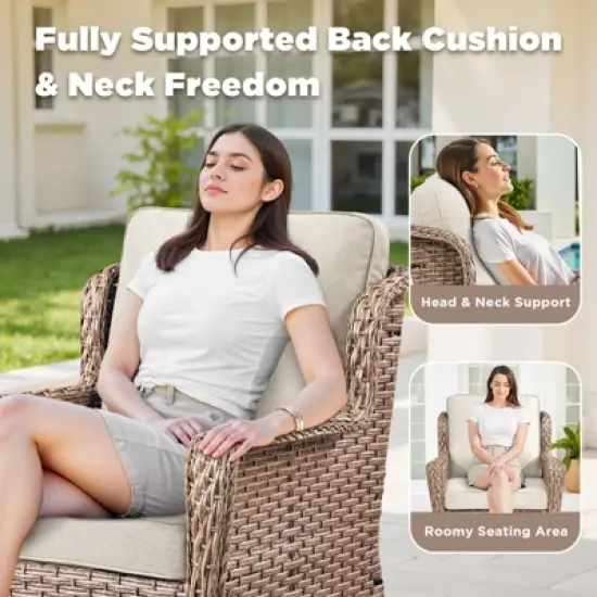 Buenhomino Wicker Patio Conversation Set Outdoor Seating Group Furniture Set with Cushions image {5}