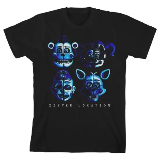 Five Nights at Freddy's Sister Location Shadow Faces Boy's Black T-shirt image {5}