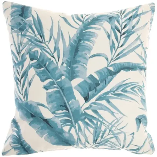 18"x18" Reversible Indoor/Outdoor Banana Leaf and Chevron Print Square Throw Pillow - Mina Victory image {9}