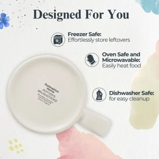 Portmeirion Potter's 9oz Brushstroke Breakfast Mug, Set of 4, Elegant Earthenware Tea Mugs with Handle, Ideal Gift for Coffee Lovers - Grey image {4}